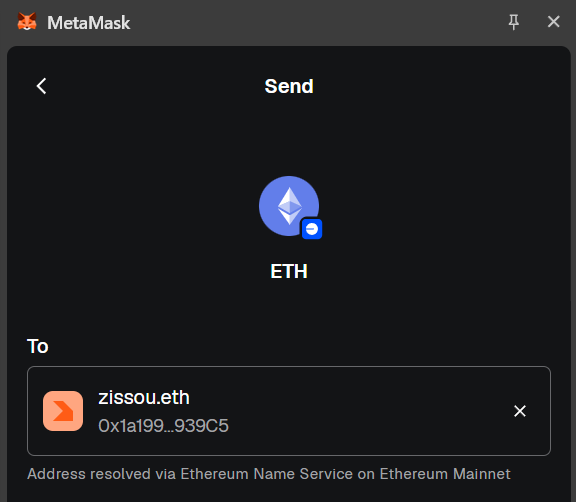 MetaMask Wallet fails to gracefully handle the invalid address for zissou.eth on the Base chain